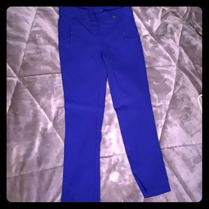 Blue stretch ankle length pants